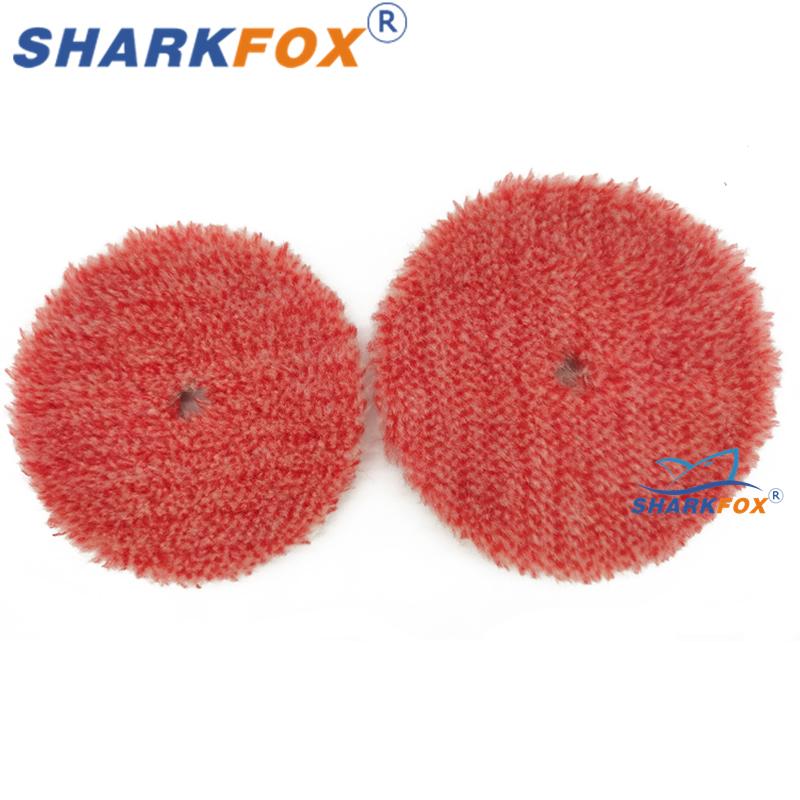 Sharkfox 2pcs/lot 5"(125mm)/6"(150mm) Red Heavy Cutting Wool Polishing Pad Long Wool Buffing Polish Pad for Car Polishing