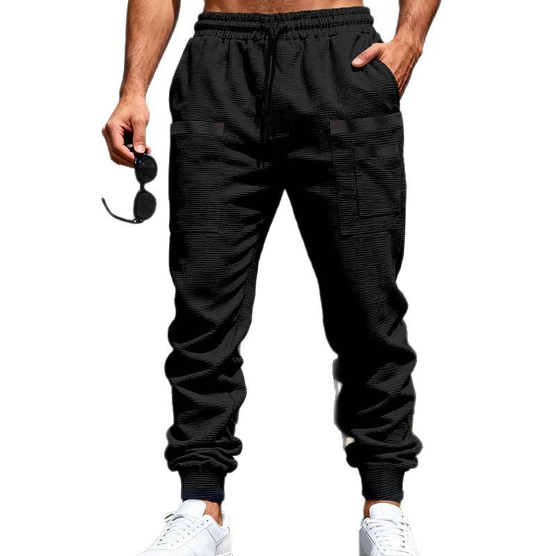 Spring/Autumn Men's Relaxed Fit Waffle Weave Casual High-Street Outdoor Sports Commuter Hip-Hop Workwear Breathable Sweatpants