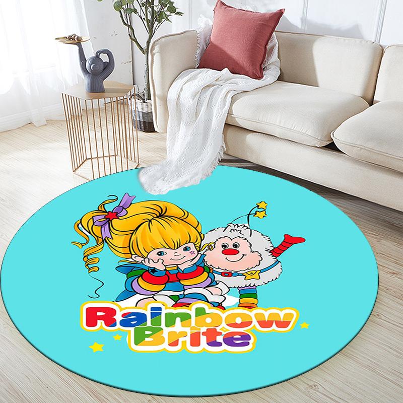 Rainbow Brite2,Round Area Rug,Carpet Rug for Living Room Bedroom Sofa Playroom Decor,Non-slip Floor Mat