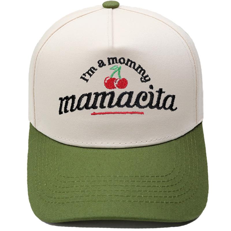 I'm a mommy mamacita cherry embroidery truck driver baseball cap, color-blocked fun unisex sun hat