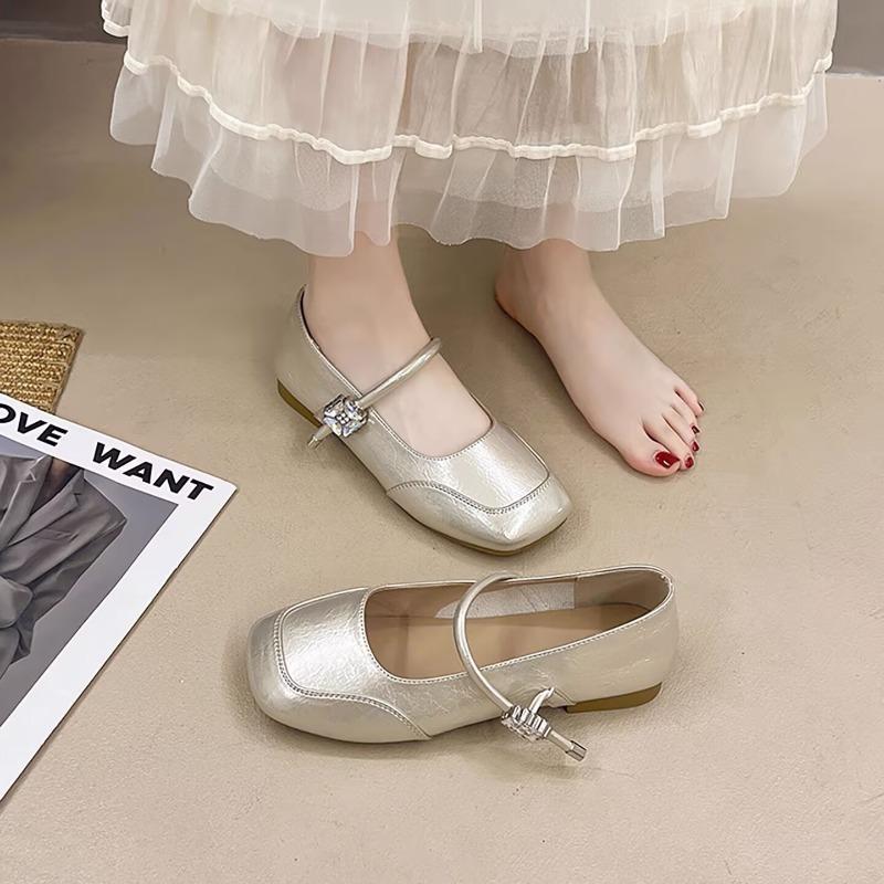 Fashion Shallow Mouth Single Shoes Autumn New Beautiful Square Head Temperament Versatile One-word Buckle Mary Jane Single Shoes