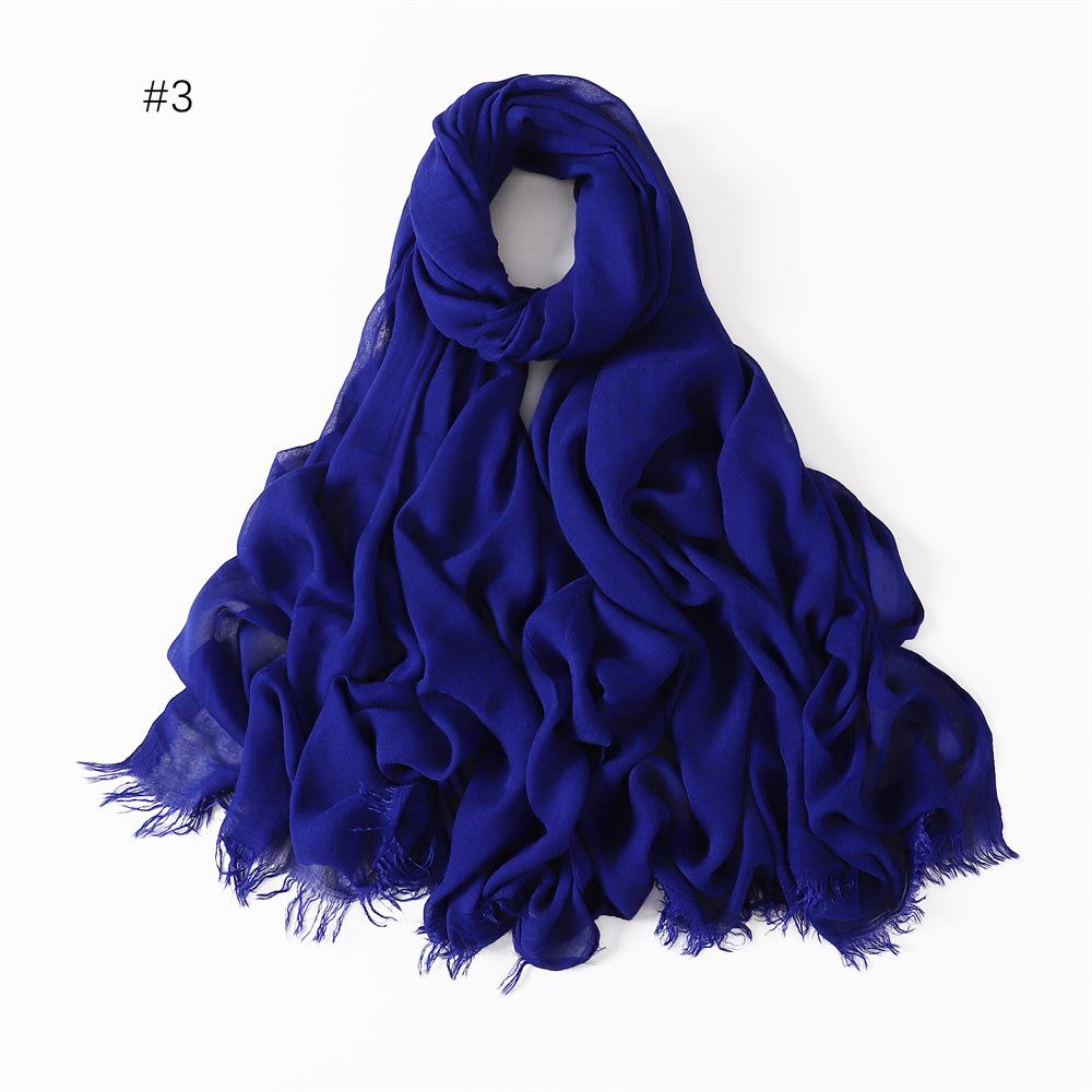 Fashion Muslim Cotton Rayon Modal Hijab For Women Headscarf Long Shawls Islam Hijab Turbans Head Wrap Solid Fringe Scarves