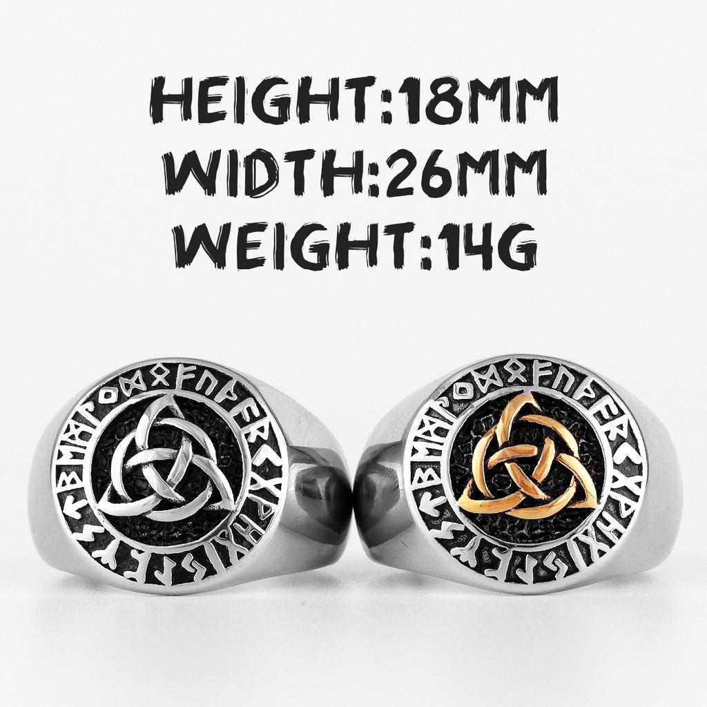 Celtic Knot Viking Rune Stainless Steel Mens Rings Vintage Amulet for Male Boyfriend Biker Jewelry Creativity Gift