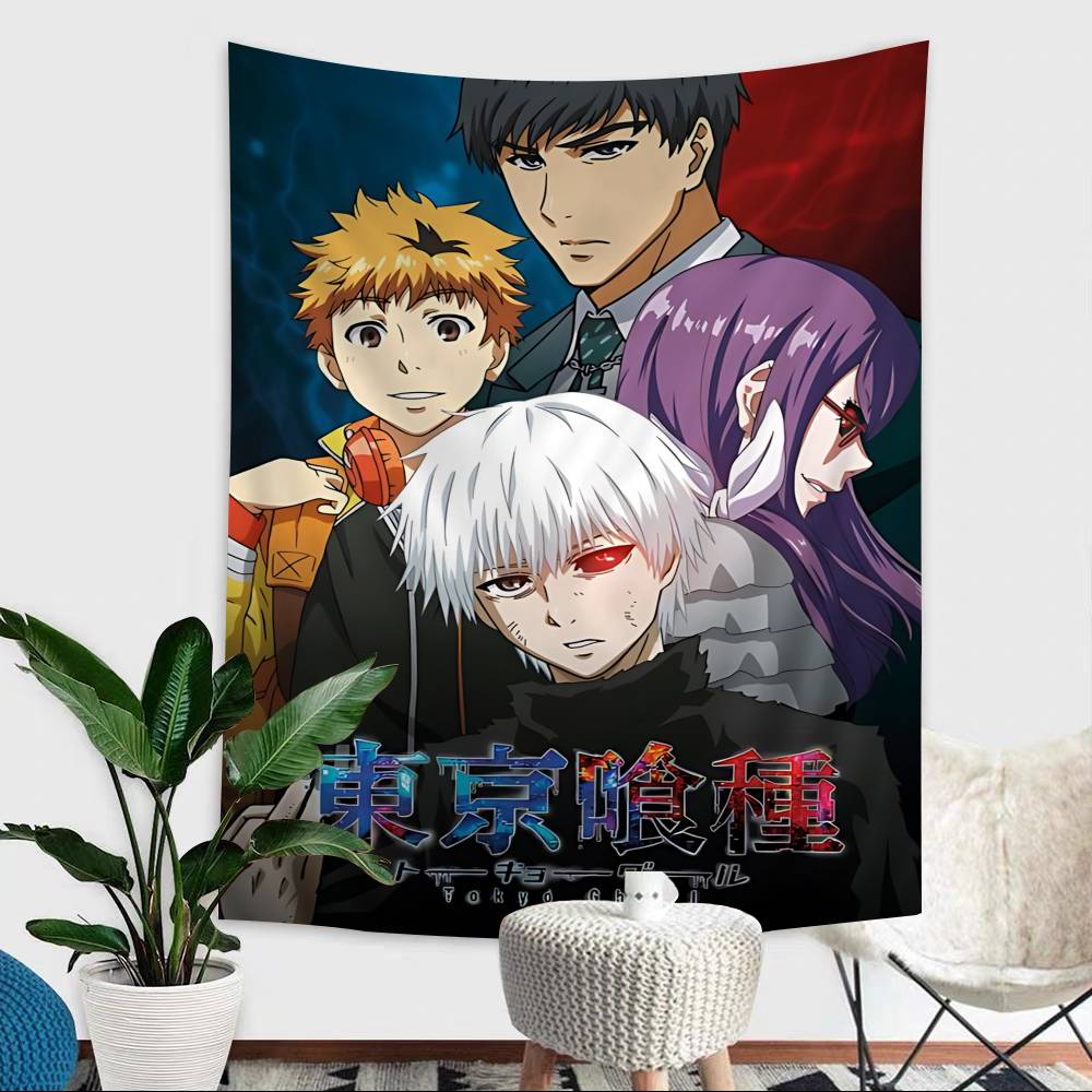 Tokyo TTokyo GGhoul ClassicGhoul Anime Tapestry Hanging Tarot Hippie Wall Rugs Dorm Wall Hanging Sheets