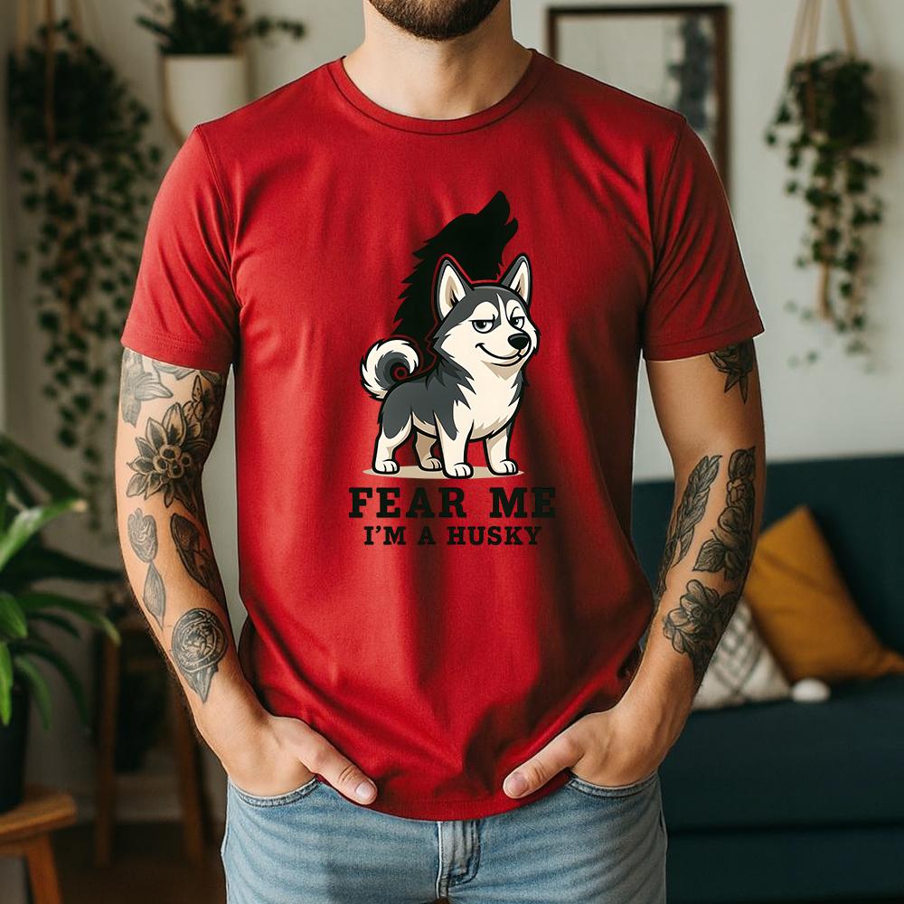 New Summer Unisexs 100 Cotton TShirt Funny Husky With Wolf Shadow Casual Breathable Short Sleeve Daily Wear