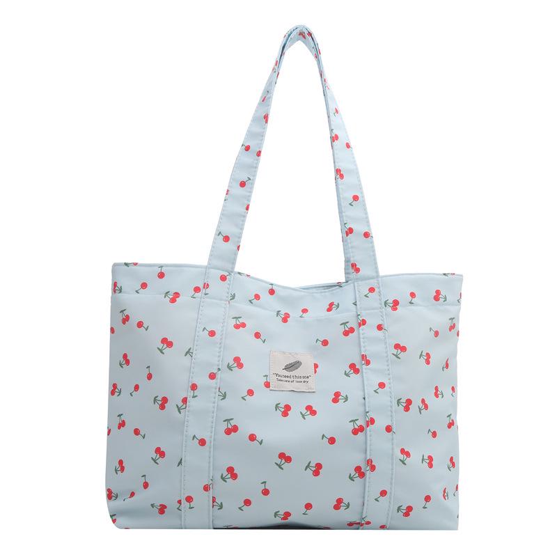 Стильная сумка-тоут с принтом вишни - Большая вместительная цветочная сумка через плечо для женщин, Коллекция Лето 2025