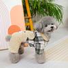 jijijing Fuzzy Bear Dog Jumpsuit, Cute Plaid Outfit, Warm 4-Legged Apparel, Plush Lined Cozy Onesie Clothes for Small Autumn Winter