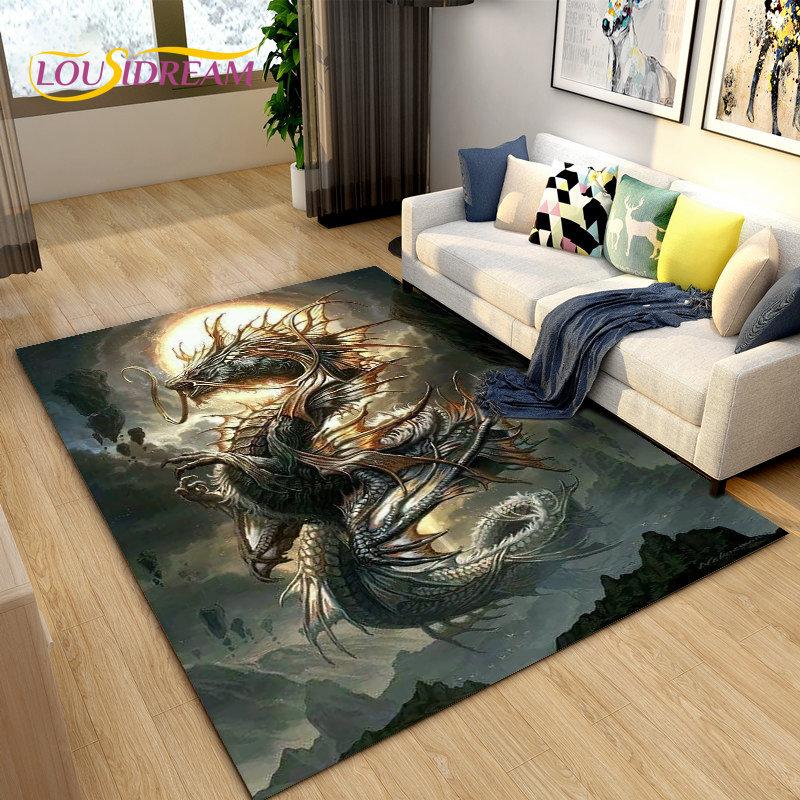3D коврик с загадочным драконом, ковер для гостиной, спальни, дивана, коврик для украшения, детская игра, нескользящий напольный коврик