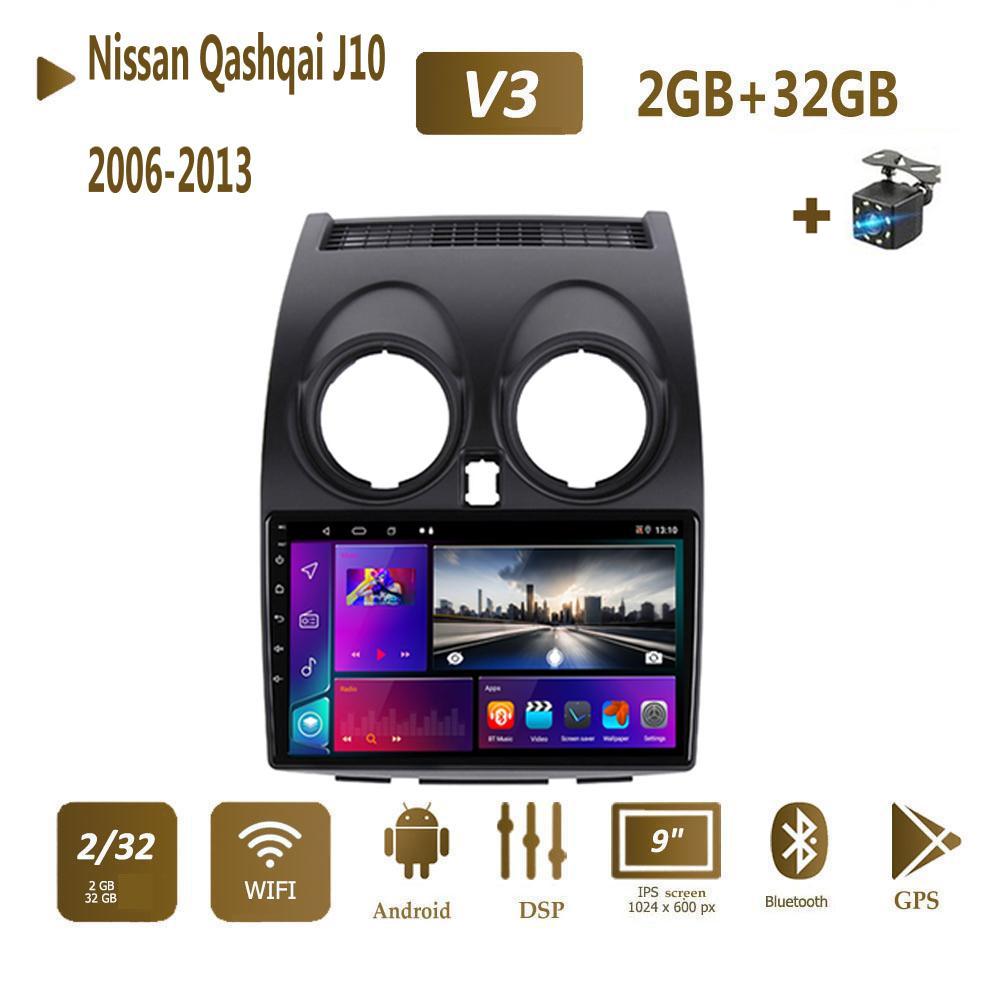 Автомобильное радио Android Auto Multimedia для Nissan Qashqai J10 2006 2007 2008-2013 Carplay 2din GPS Авторадио 2 + 32 ГБ