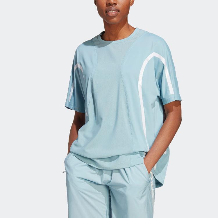 adidas Спортивная футболка X Stella McCartney с круглым вырезом и короткими рукавами, женские топы, серо-синяя IC6015
