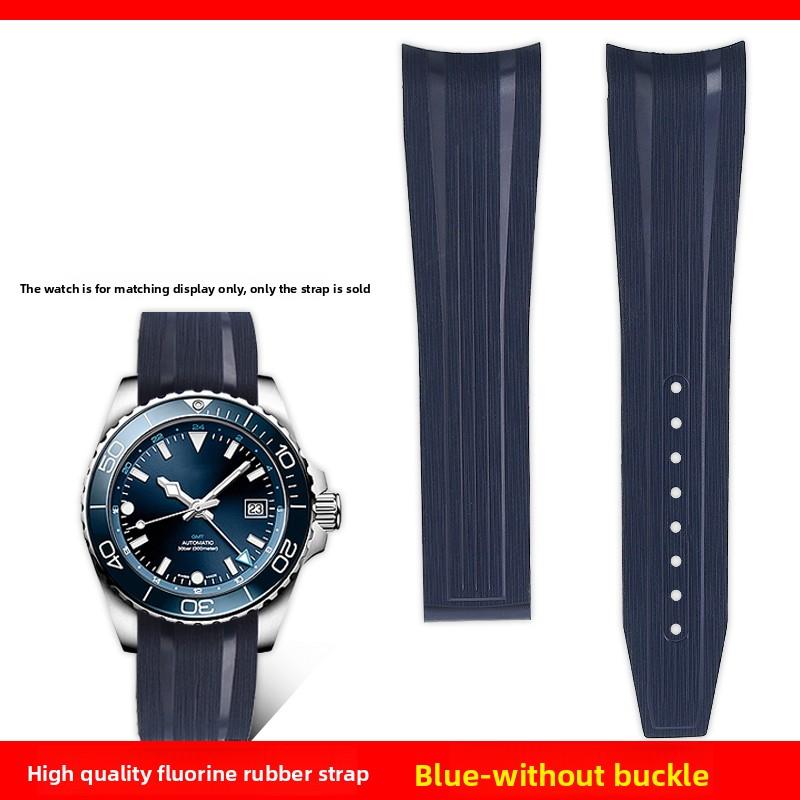 21 мм 22 мм изогнутый конец фторкаучуковый ремешок для часов Longines CONQUEST GMT L3.790/L3.890 браслет для мужских часов с циферблатом 41/43 мм