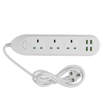 Удлинитель сетевой колодки Длинный шнур 2500 Вт Многофункциональный с USB-портом Белый