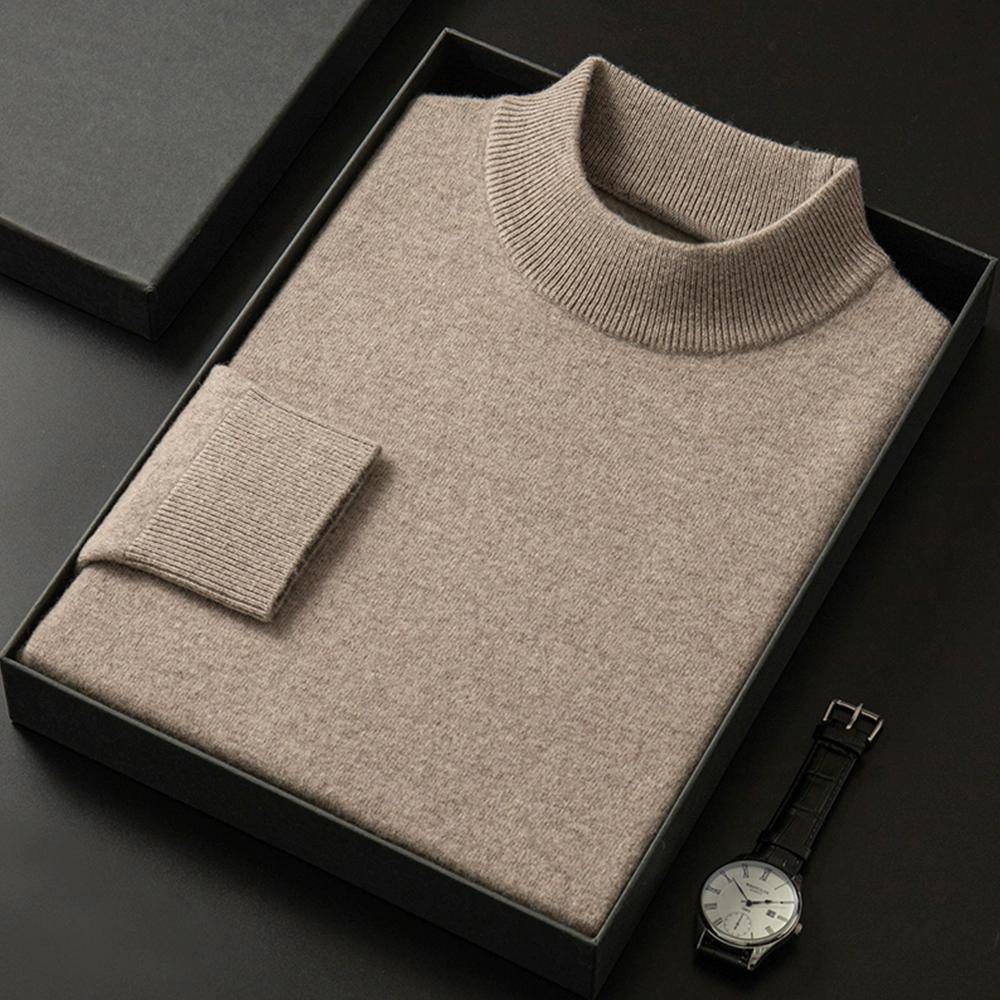 Men's Mock Neck Sweater Warm Wool Knitted