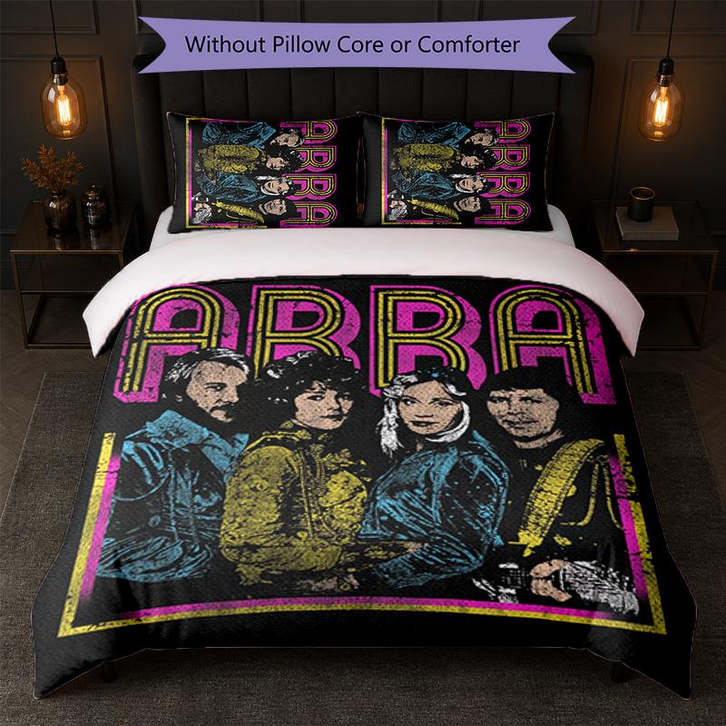 ABBA Print 3Pcs Duvet Cover Set 1 Duvet Cover and 2 Pillowcases Soft Bed Linen For Household Bedroom
