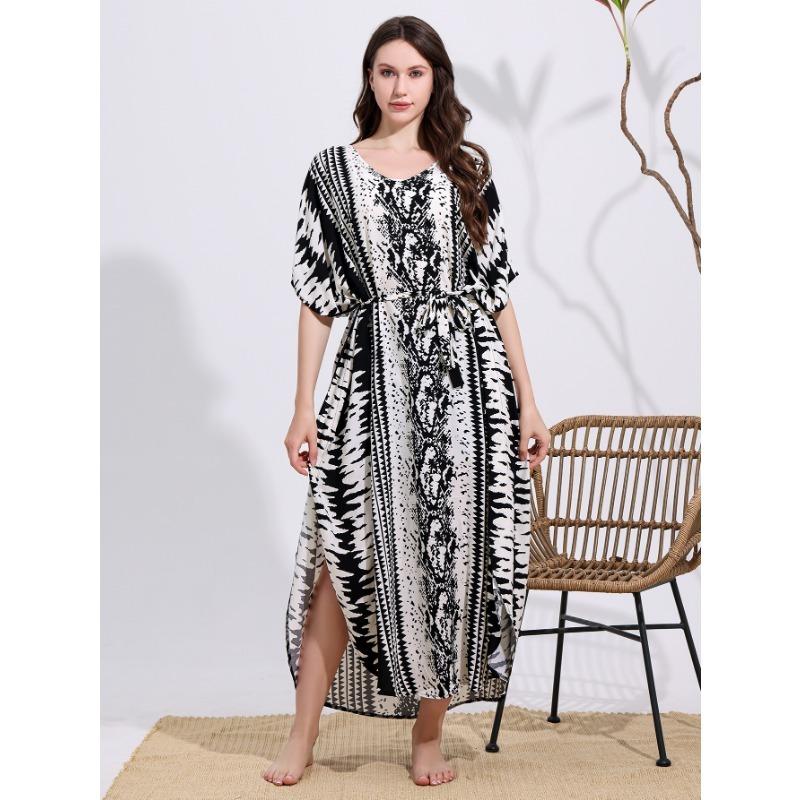Popular Snake Pattern Printing Beach Blouse Robe Loose Vacation Sunscreen Bikini Blouse