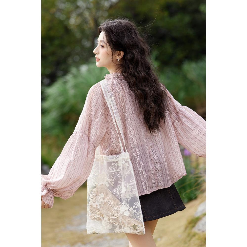 Mishow Модная вышитая блузка с кисточками на бретельках, женская, весна-лето, новая, милая кружевная рубашка с длинными рукавами и буфами MXE11X1704