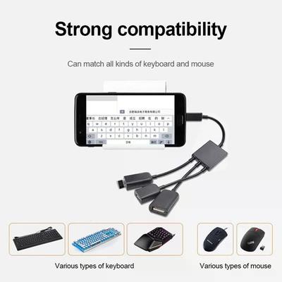 3-в-1 OTG-хаб Micro-USB/Type-C - 3-портовый разветвитель для Android-планшетов, мыши и клавиатуры, Plug & Play