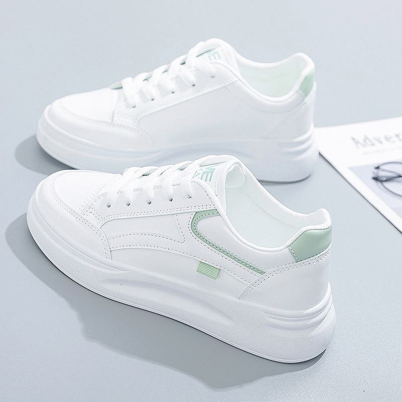 Women's 2024 New Spring Thick-Soled White Sneakers, Perfect for Sports and Casual Wear