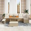 Ensemble de 9 canapés de jardin avec coussins beige poly rotin acacia, Canapé de jardin 2 places avec coussins beige poly 3362536