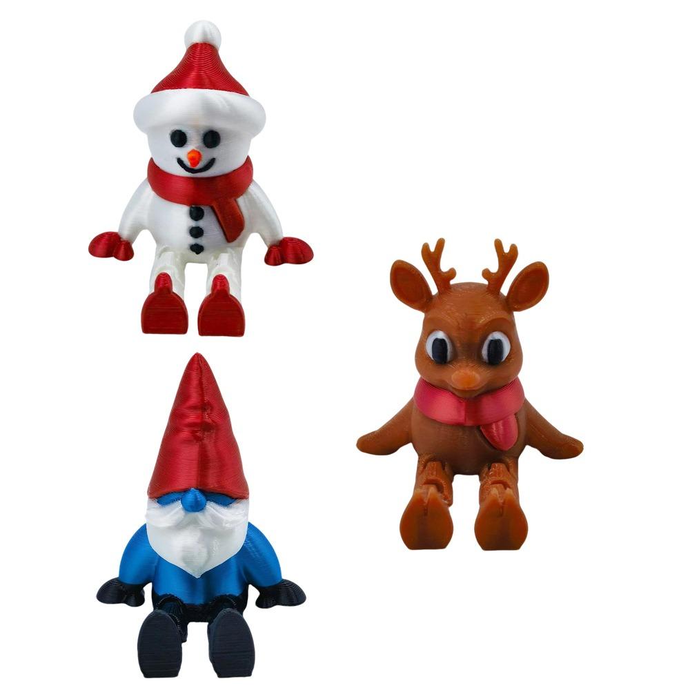 Cute 3D Printing Christmas Decoration Snowman Elk Santa Claus Xmas Pendant Desktop Toys Ornaments Festive Collection