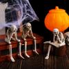 Skeleton Figurine Realistic Non-See Non-Speak Non-Hear Statues Spooky Skeleton Collectible Ornaments for Halloween Haunted House