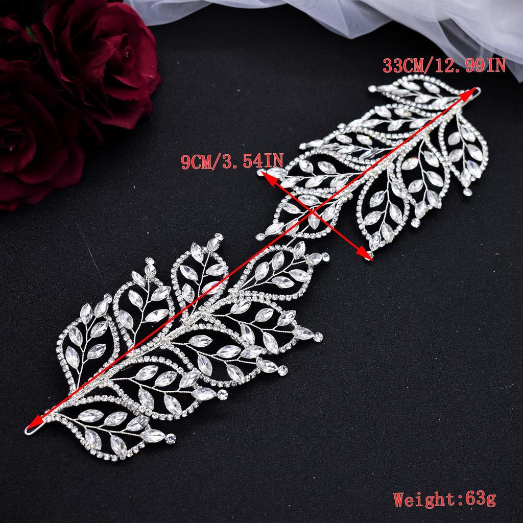 Свадебный ободок для волос с листьями из стразов - Плетёный вручную аксессуар для волос для свадеб и мероприятий, DZ017