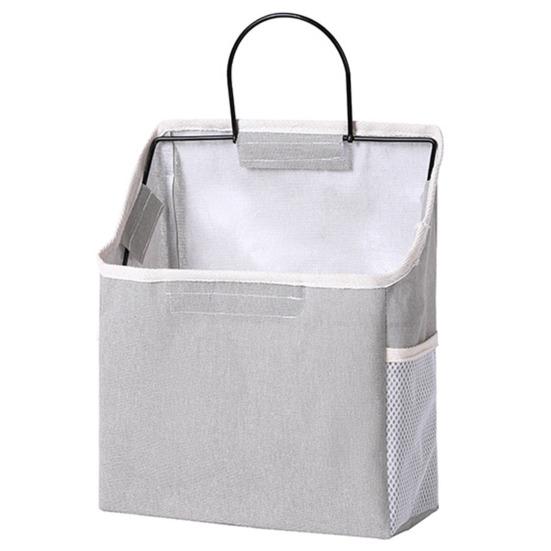 Storage Hanging Bag Large Capacity with Mesh Pocket Multi-functional Bedside Cotton Linen Organising Storage Bag
