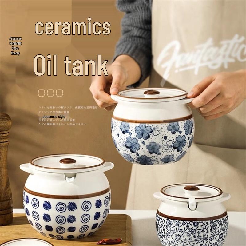 Керамическая банка для хранения смальца Zhishi с двойными ручками