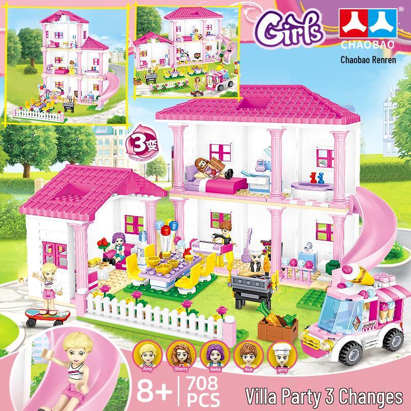 Chao Bao 7647 Приморская вилла, совместимая с Lego, Строительные блоки-пазлы для девочек