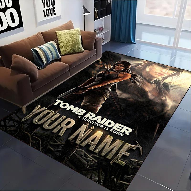 Name Custom Tomb Raider Carpet Rug for Living Room Bedroom Home Sofa Decoration,Kids play Non-slip Floor Mat