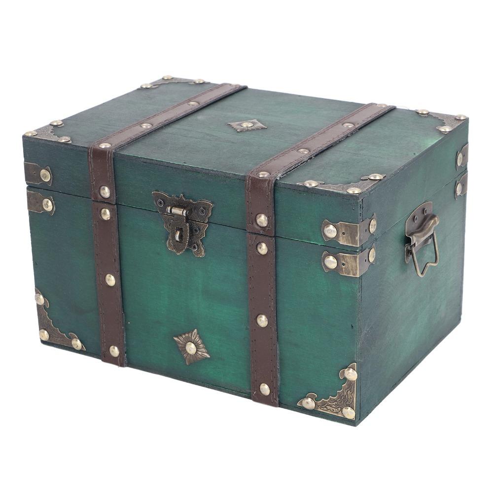 2PCS Antique Jewelry Organizer Box With Lock Keepsake Memory Box Treasure Chest Box  Bedroom Storage