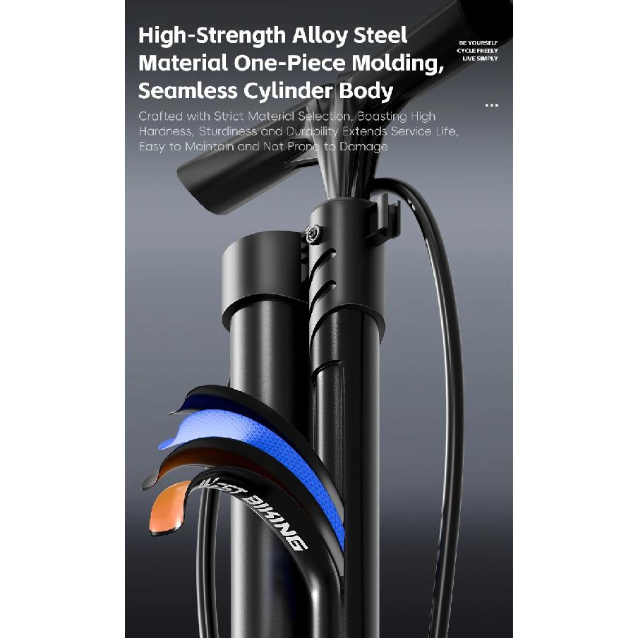 WEST BIKING Велосипедный насос 160PSI Высоконапорный напольный насос Быстрая накачка Насос-бластер С манометром Аксессуары для MTB Дорожного велосипеда