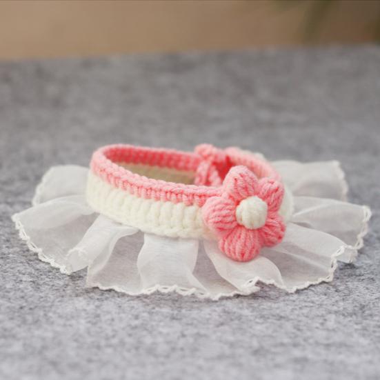 Pet Neckerchief Knitted Collar Costume Accessories Adjustable Cat Dog Lace Collar Bib Pet Saliva