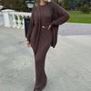 Autumn 2023 European & American Fashion Knitted Long Dress Set for Women