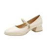 Yuexinwang Leather Flat for Huizhou Women's Shoes Su Yinyin Same Single Shoes Low Heel Spring New Square Head Mary Jane Shoes