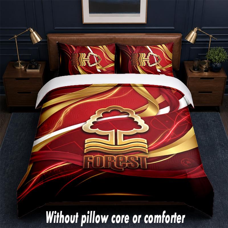 Nottingham Forest Football Design Bed Bedding Set 1 Duvet Cover + 2 Pillowcases Soft Breathable Household Bed Linens