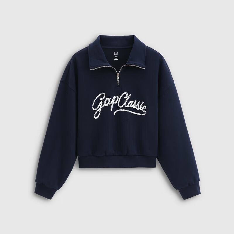 Женский свитшот GAP с рукавами «летучая мышь», на молнии до середины, со стойкой и вышитым логотипом из веревки