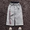 Унисекс Спортивные брюки с двойным поясом, вышивкой и принтом, прямые, уличный стиль хип-хоп, на шнурке, повседневные, спортивные брюки, для пары, свободные