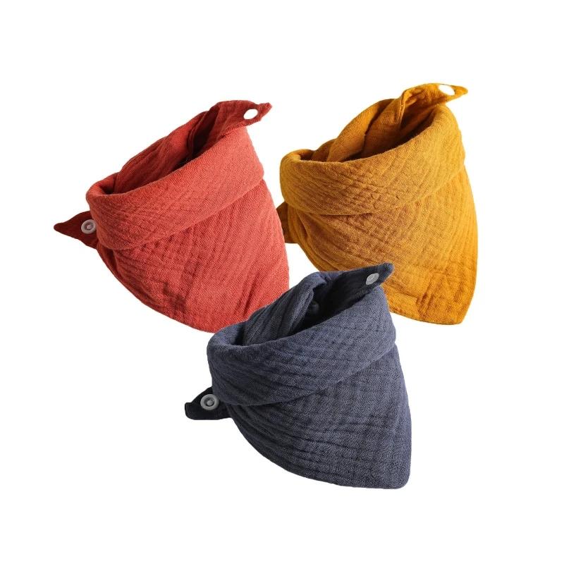 3Pcs/lot Baby Muslin Bibs Soft Cotton Solid Color Bibs Saliva Towel Boys Girls Feeding Apron Bandana Drool Stuff Bibs