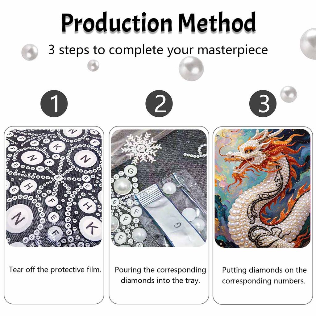 Dragon Pearl Painting DIY Handmade Pearl Painting Art Majestic Gift Home Decoration
