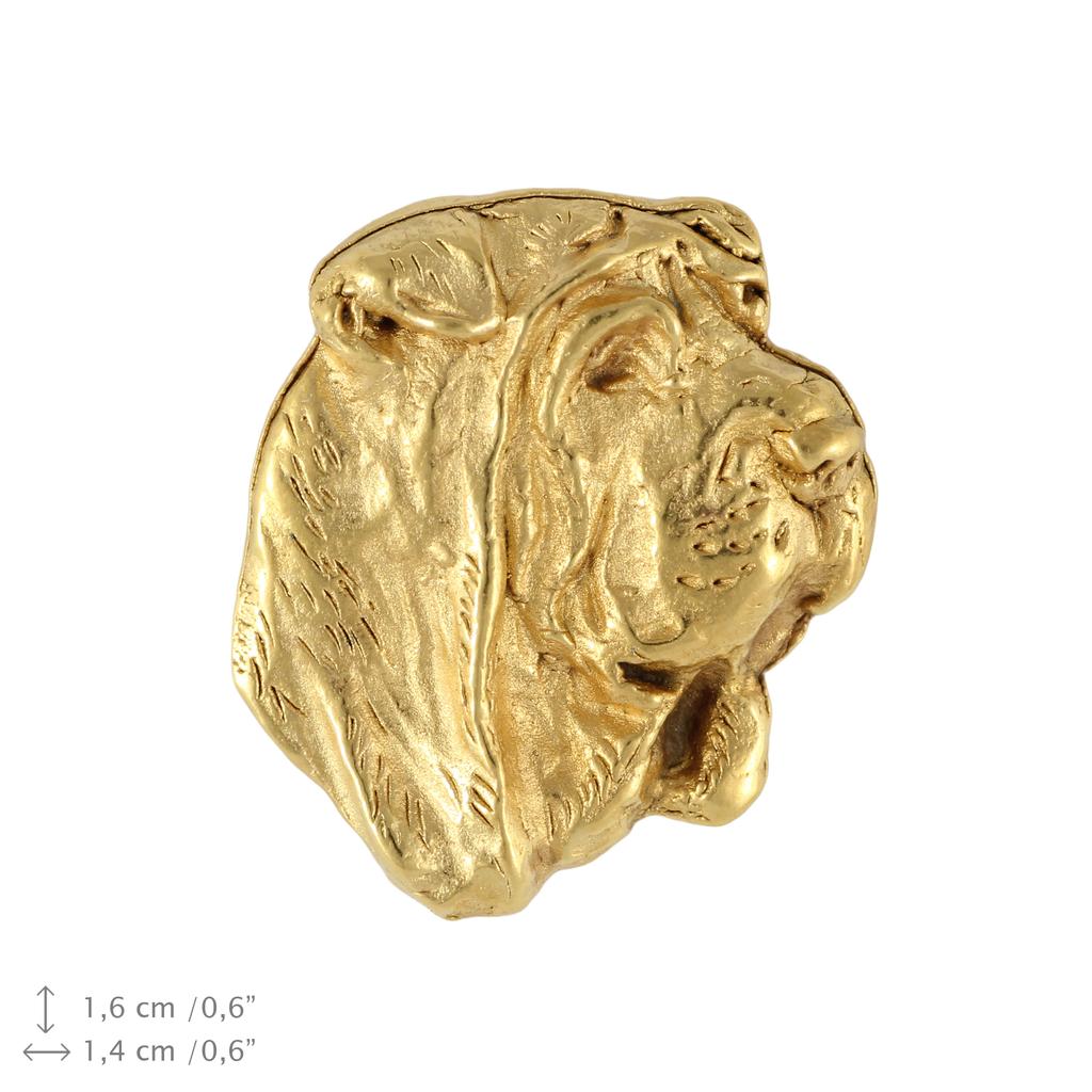 Shar Pei II - Dog brooch in decorative box, elegant gold-plated pin, Art-Dog brand jacket pin