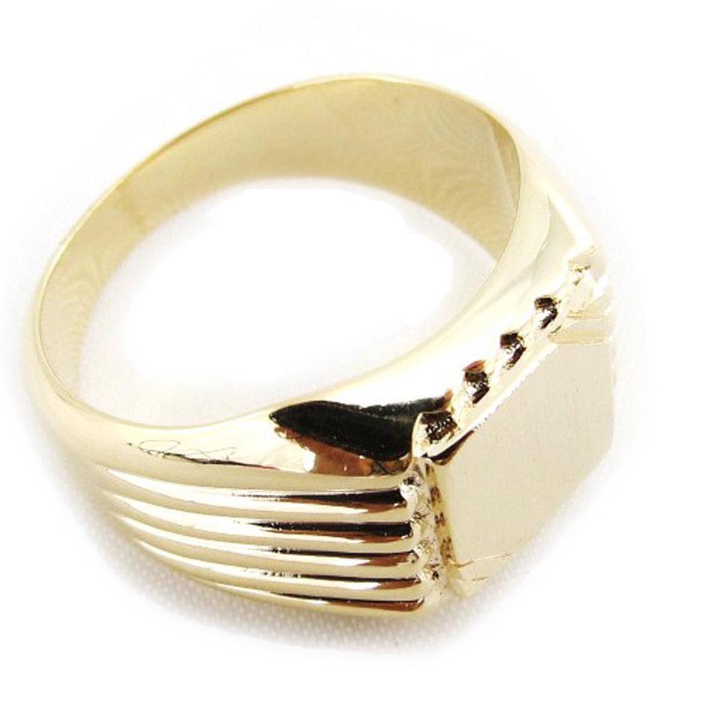 Кольцо с печаткой позолоченное 'Charles' золото - 12x12 мм