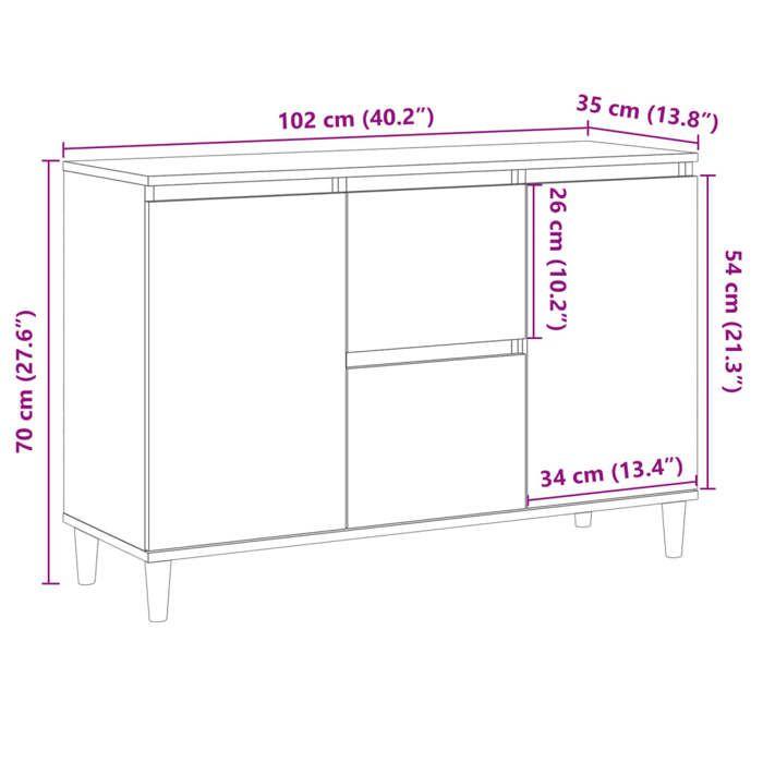 VidaXL Buffet Old Wood 102x35x70 Cm Engineered Wood 856484