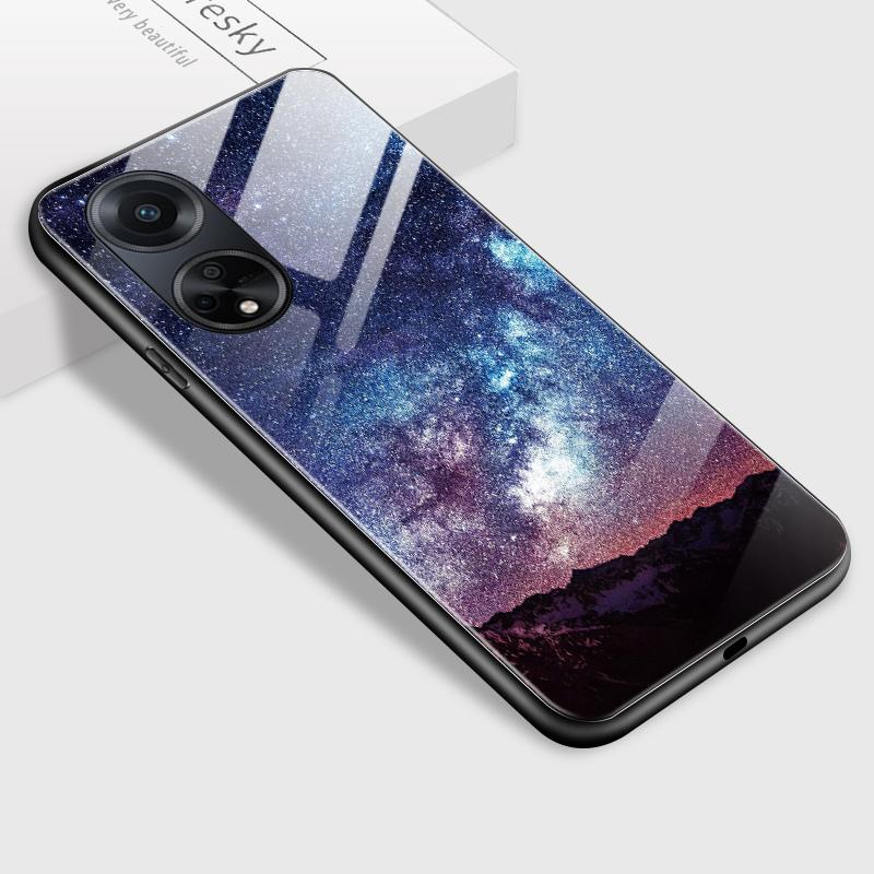 Для OPPO A16 A16s A18 A38 A58 A78 A96 A98 Reno8T 10 Pro 12F Realme C30 C33 C63 C65 C67 Fantasy Aurora Galaxy Planet закаленное стекло жесткий чехол для телефона