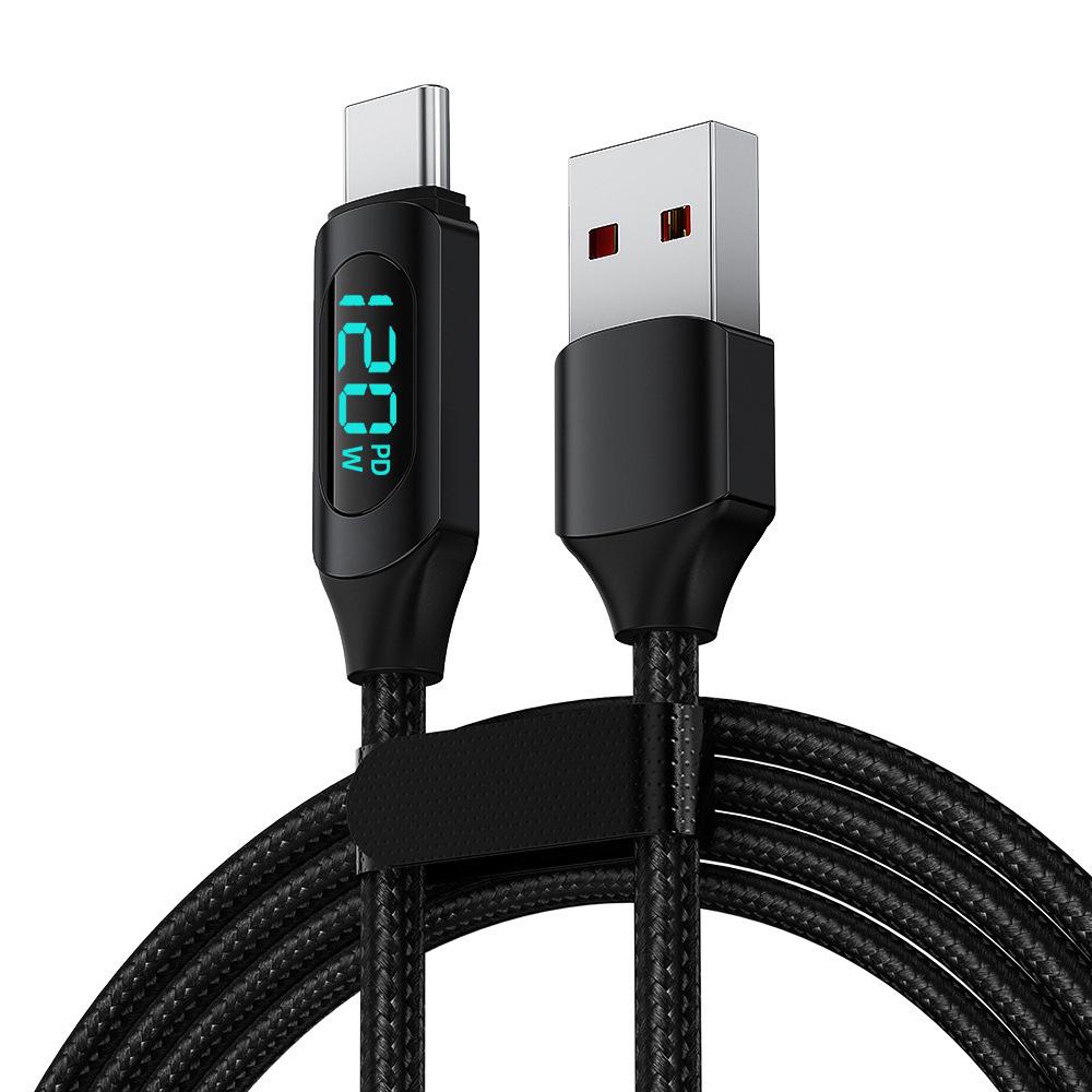 120 Вт Цифровой дисплей Type-C Кабель для быстрой зарядки для Apple, Huawei и Xiaomi