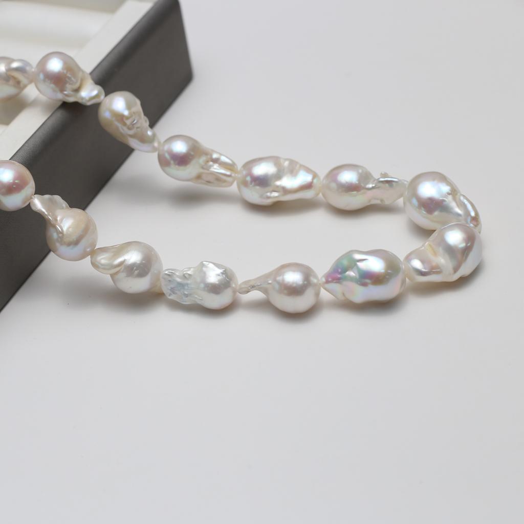 1 нить, Белые разноцветные натуральные пресноводные жемчужины, Ручная работа, Барочные жемчужные бусины для изготовления украшений, Поделки DIY (Бусины 12-15 мм, Длина 36 см)