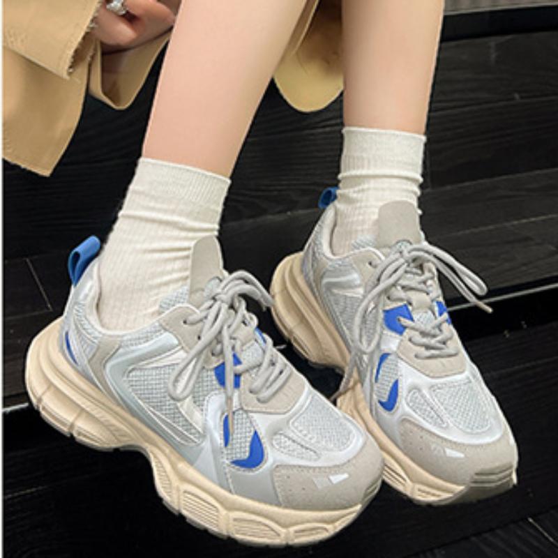 Толстые кроссовки All-match женские сетчатые дышащие 2024 новые модные повседневные простые цветные туфли для женщин осеннее время