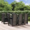 VidaXL Garden Dining Set and Cushions 7 Pcs Black and Grey Rattan, Dining Set, Dining Set 3185057