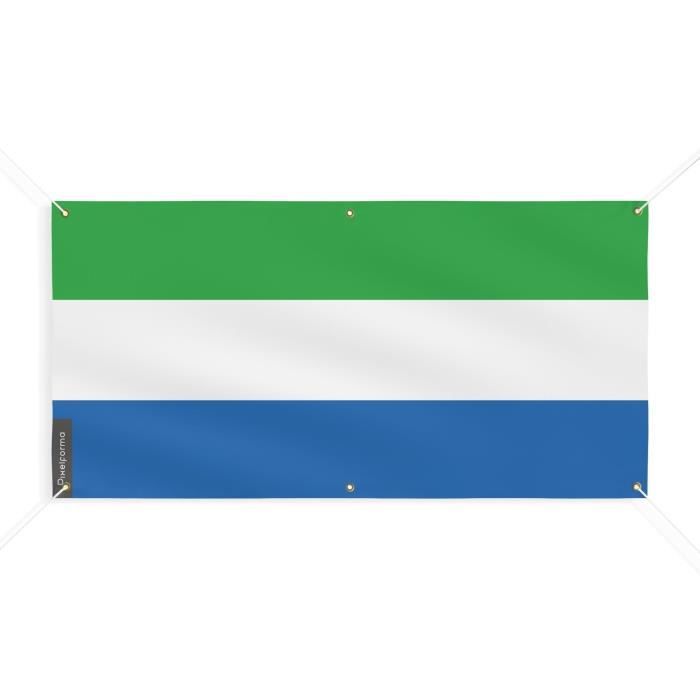 Bannière Drapeau De Sierra Leone 6 Oeillets 160x320cm En Polyester