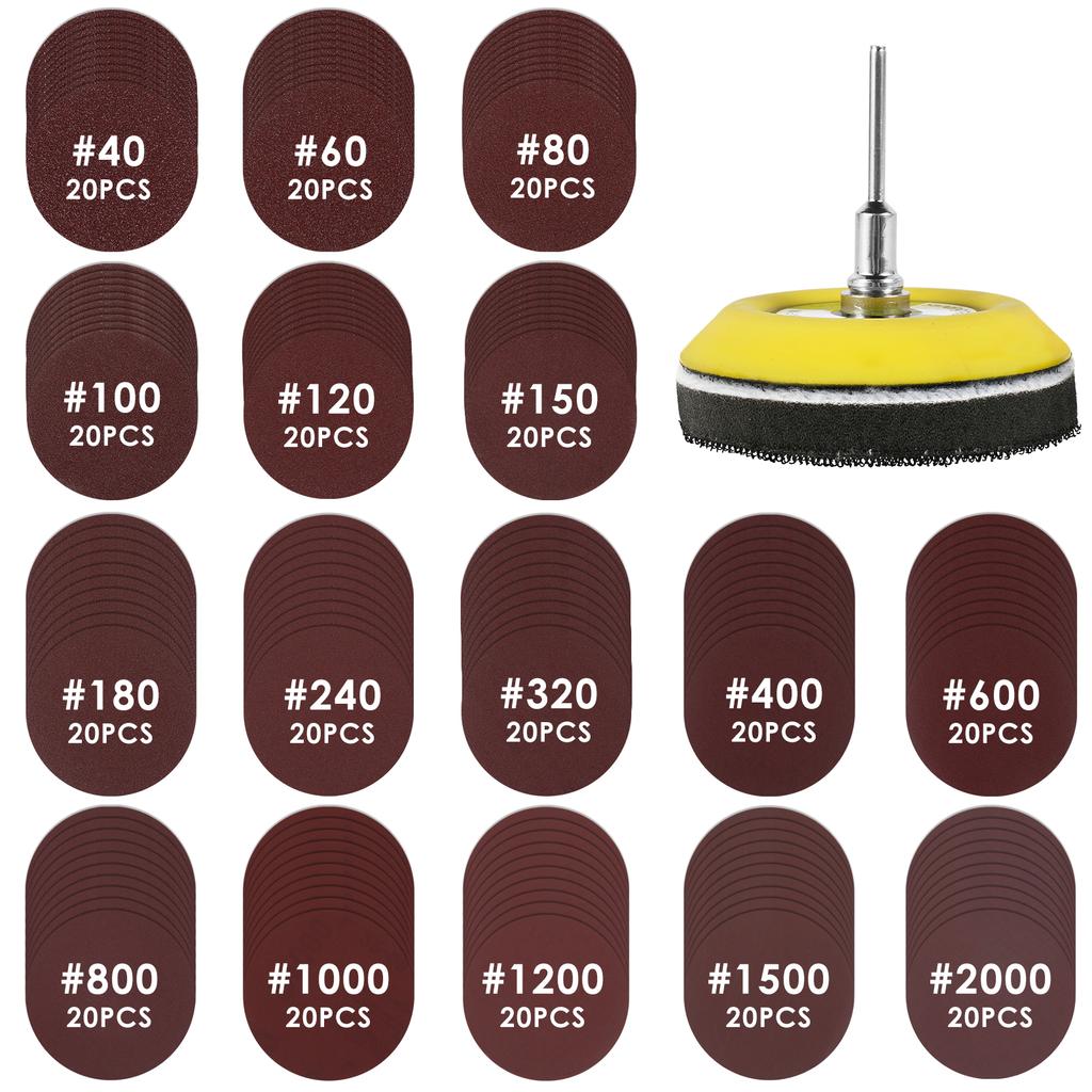 Sanding Discs Pad Variety Kit for Drill Grinder Rotary Tools 60-10000 Grit Wet/Dry Sanding Paper Waxing Foam Polish Pads For Car